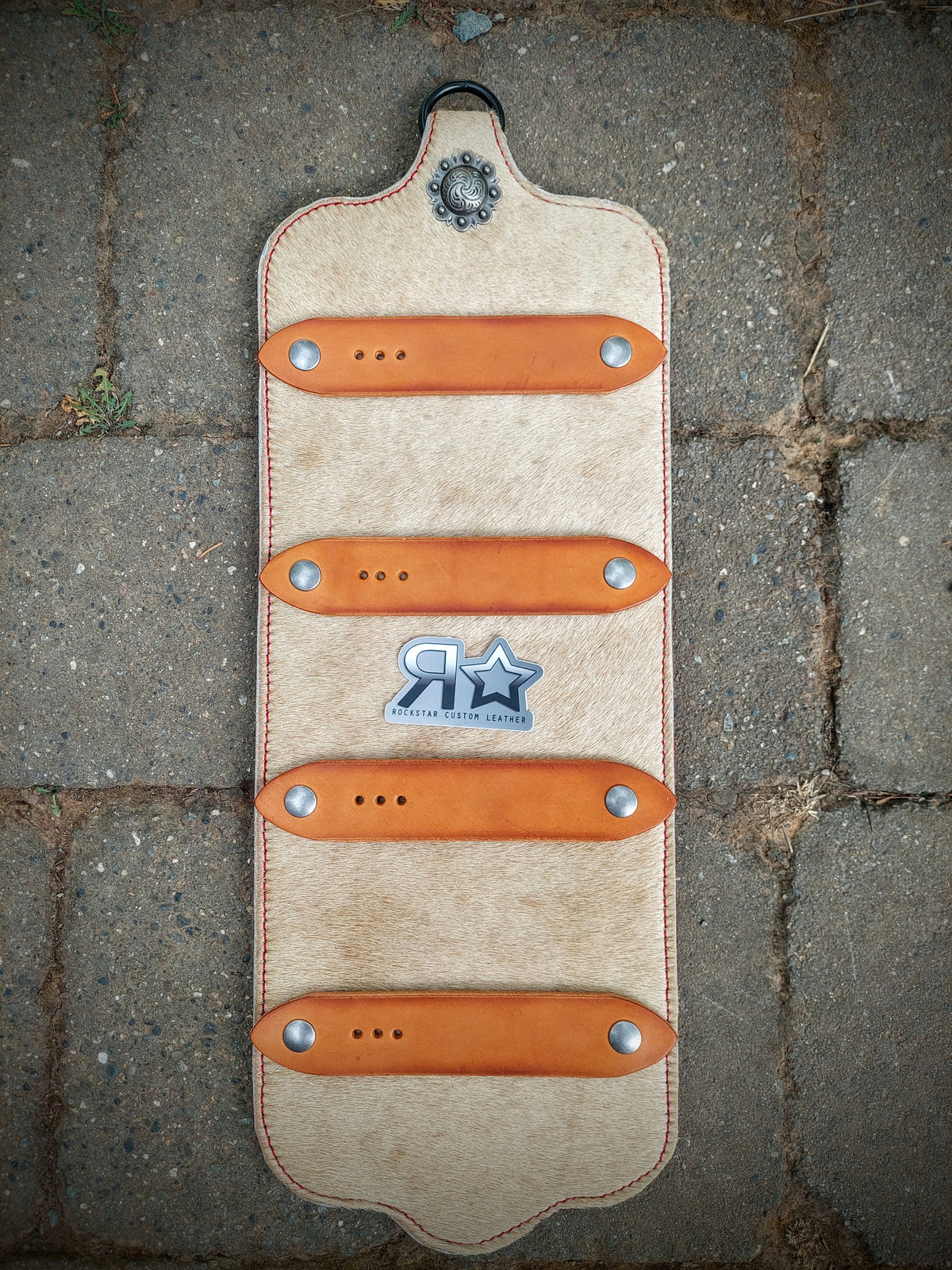 4 Slot Buckle Holder Blonde Cowhide